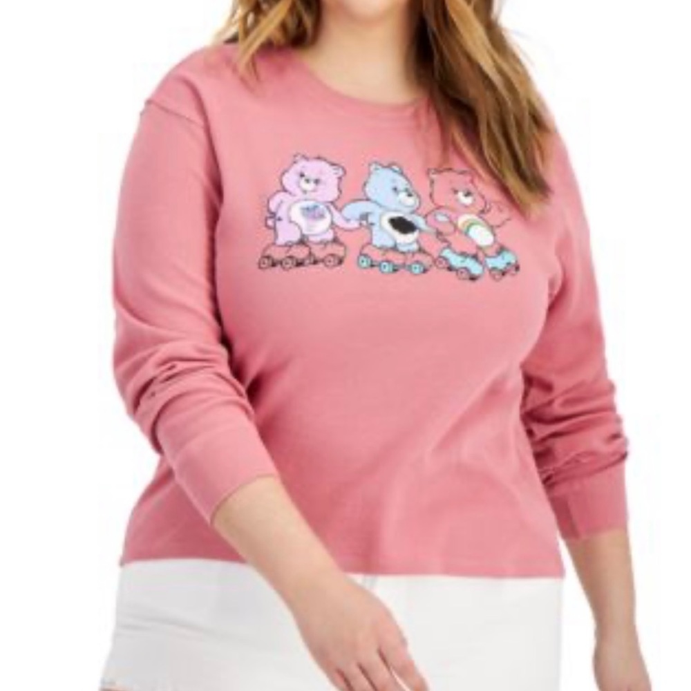 Mad Engine Womens Trendy Plus Size Care Bears Cotton Top Mauve Size 3X New